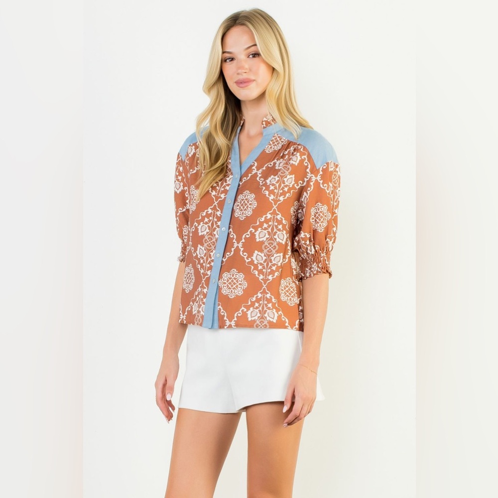 THML Rust and Denim Button Down Shirt